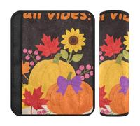 Hello Fall Autumn Pumpkin Flower 2 Pcs Car Seat Belt Shoulder Pad Neck Cut Out Car Backpack Accessories
