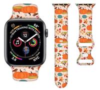 Hello Fall Autumn Pumpkin Halloween Harvest Bands Compatible with Apple Watch Band 42MM 44MM 45MM 49MM, Silicone Strap Compatible with iWatch Bands Ultra Series SE 9 8 7 6 5 4 3 2 1 for Women Men