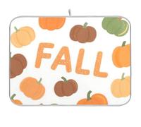 Hello Fall Autumn Pumpkin Reusable Dish Drying mat 18x24 Rectangle Large Dish Drying Rack matt Decorative Home Decor Essentials
