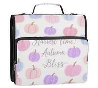 Hello Fall Autumn Pumpkin White 1.5-Inch 3-Rings Binder with Zipper with Handle Laege Capacity Document Binder Organizer Suitable for Middle School Paquete de gestión de documentos