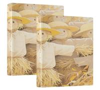 Hello Fall Autumn Scarecrow Yellow 1.5 Inch School Supplies Binder 3-Ringing with Interior Pockets Pack of 1/2 Office Binder 200 Sheets