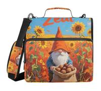 Hello Fall Autumn Sunflower Dwarf 3 Rings Binder Organizer with Handle and Removable Shoulder Strap Multi-Pocket Portable Home Travel Safe Storage Bag for School/Office