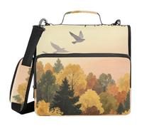 Hello Fall Autumn Tree Bird 3 Rings Zippered Binder Bag with Strap Easy to Carry Portfolios Portfolio Organizer for School