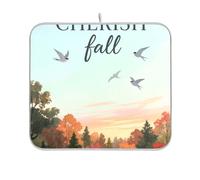 Hello Fall Autumn Tree Bird Dish Drying mat Reusable Rectangle Small Dish Drainer Pads 16x18 Easy Clean Decorative Home Decor Essentials