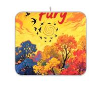 Hello Fall Autumn Tree Bird Orange Dish Drying mat Reusable Rectangle Small Dish drainers mat 16x18 Easy Clean Decorative Home Decor Essentials