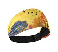 Hello Fall Autumn Tree Bird Orange Non-Slip? thick headbands Stretchy sweat band for Yoga Daily use Gym Workouts accesorios para el cabello de mujeres