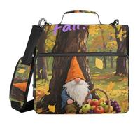 Hello Fall Autumn Tree Dwalf 3 Rings Binder with Zipper with Shoulder Strap & Handle Multi-Pocket School Binders Organizer for Office School