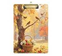 Hello Fall Autumn Tree Fruit File Folder clipboard Letter Size Hard Board for Classroom Supplies for Teachers Elementary Size 9 x 12.5 Tabla para escribir con Clip
