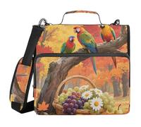 Hello Fall Autumn Tree Fruit Parrot 1.5 Inch 3 Rings Organizer Binder with Strap Waterproof Portable Home Travel Safe Storage Bag for School