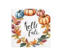 Hello Fall Autumn Wreath Pumpkins Double Gang Toggle Light Cover Wall Plate Switch Decor Standard Size - 11.4x11.4cm