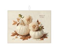 Hello Fall Dish Drying Mats For Kitchen Counter, Rustic Pumpkin Absorbent Dish Drainer Mat, Autumn Microfiber Drying Pad For Coffee Bar Protector 18x24 Inch