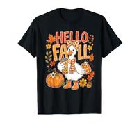 Hello Fall Goose Cute Pumpkin Artwork Autumn Cottagecore T-Shirt