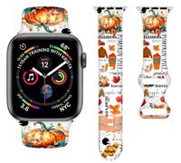Hello Fall Harvest Autumn Pumpkin Bands Compatible with Apple Watch Band 38MM 40MM 41MM, Silicone Strap Compatible with iWatch Bands Ultra Series SE 9 8 7 6 5 4 3 2 1 for Women Men