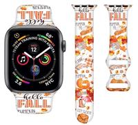 Hello Fall Harvest Autumn Pumpkin Bands Compatible with Apple Watch Band 42MM 44MM 45MM 49MM, Silicone Strap Compatible with iWatch Bands Ultra Series SE 9 8 7 6 5 4 3 2 1 for Women Men