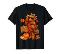 Hello Fall Highland Cow Cozy Season Girly Vibes Thankful T-Shirt