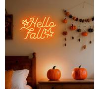 Hello Fall Neon Sign Fall Party Garden Thanksgiving Decor,Farmhouse Sign,Autumn Neon Decoration