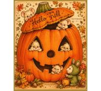 Hello Fall Notebook: Cozy Vintage Autumn Journal with Lined Pages | Cute Pumpkin & Mouse Stationery | 100-Page Soft Matte Notebook