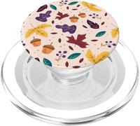Hello fall, orange brown leaf, and a cup of coffee, acorn PopSockets PopGrip for MagSafe