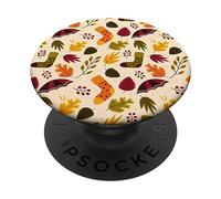 Hello fall, orange brown leaf, and a cup of coffee, acorn PopSockets Swappable PopGrip