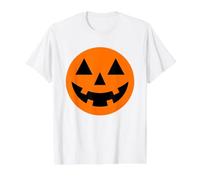 Hello Fall Pumpkin with Human face Smiling Jack o Lantern Value Graphic T-Shirt, Men, White, XL