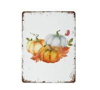 Hello Fall Sign Autumn Home Decor Farmhouse Pumpkin Print home fall Retro Metal Decoration Poster Warehouse Barn Plaque 12x8 inch