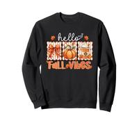 Hello Fall Vibes Autumn Pumpkin Bow Coffee Cup Cute Seasonal Sweatshirt