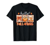 Hello Fall Vibes Autumn Pumpkin Bow Coffee Cup Cute Seasonal T-Shirt
