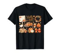Hello Fall Vintage Truck Goose Pumpkin Coffee Autumn Design T-Shirt