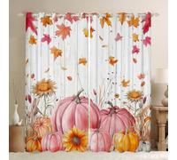 Hello Fall Window Curtains Cartoon Pumpkin Sunflower Leaves Window Drapes,Autumn Harvest Theme Window Treatments,Kids Boys Girls Room Decor,Grommet Top 2 Panel Set Bedroom Curtains, 66Wx90L inch