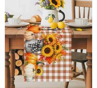 Hello Fall Words Farm Pumpkins Table Runner 72 Inches Long,Table Runners Kitchen Dining Tables Decoration for Home Party Decor, Sunflowers Maple Leaves Tables Runner Wedding Dresser Scarf