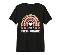 Hello Fifth Grade Leopard Rainbow Teachers Back to School Premium T-Shirt