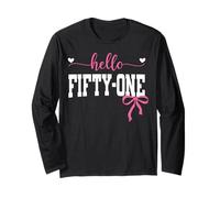 Hello Fifty-one Est 1974 Coquette Bow 51st Birthday Girl Long Sleeve T-Shirt