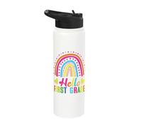 Hello First Grade Colorful Rainbow Hearts Stainless Steel Insulated Water Bottle
