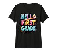 Hello First Grade Pencil Fun Back to School Boy Girl Premium T-Shirt