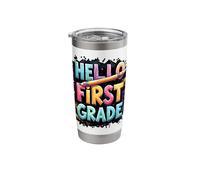 Hello First Grade Pencil Fun Back to School Boy Girl Stainless Steel Insulated Tumbler