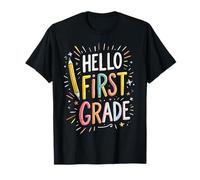 Hello First Grade Pencil Fun Back to School Boy Girl T-Shirt