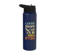 Hello Fish is My Kayak Okay? Funny Kayaking Saying Stainless Steel Insulated Water Bottle