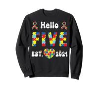 Hello Five 5th Birthday Autism Awareness Autistic Boy Girl Sweatshirt