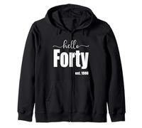 Hello Forty 40th Birthday 40 Year Old 1986 Women Turning 40 Zip Hoodie