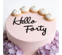 Hello Forty Cake Topper, 40th Birthday Cake Decoration, Black Acrylic Forty Cake Pick Dcoration, Cheer to 40 Years Old 40th Anniversary Cake Charm Party Supplies