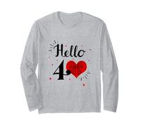 Hello Forty - Cute 40th Birthday Celebration Design with Bow Long Sleeve T-Shirt