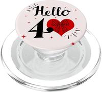 Hello Forty - Cute 40th Birthday Celebration Design with Bow PopSockets PopGrip for MagSafe