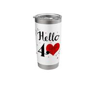 Hello Forty - Cute 40th Birthday Celebration Design with Bow Stainless Steel Insulated Tumbler