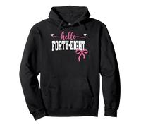Hello Forty-eight Est 1977 Coquette Bow 48th Birthday Girl Pullover Hoodie