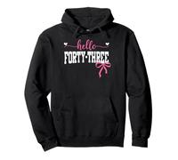 Hello Forty-three Est 1982 Coquette Bow 43rd Birthday Girl Pullover Hoodie