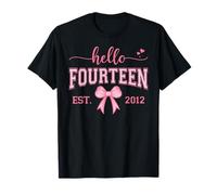 Hello Fourteen Est. 2012 Coquette Bow 14th Birthday Girl T-Shirt