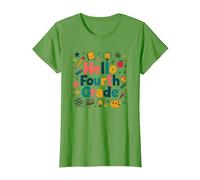 Hello Fourth Grade Girls School Supplies Learning Fun T-Shirt, Women, Grass, M