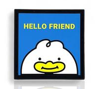 Hello Friend Morale Patch - Kpop Demon Anime Kawaii Style | Funny Patches for Backpack, Vest, Dog Harness | Korean Pop Manga Accessory, Hook and Loop