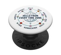 Hello From Every Time Zone World Traveler PopSockets Adhesive PopGrip