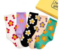 HELLO GIFTS Trendy Tween & Teen Birthday Sock Box - 5 Pairs Smiley Flower Socks (UK Size 3-7) - Cool Birthday Present for Girls, Best Friend, Daughter or Niece